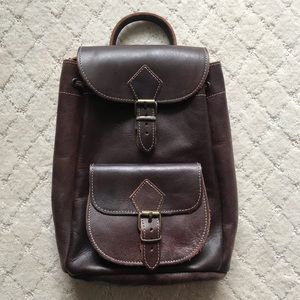 Small leather backpack, handmade in Italy